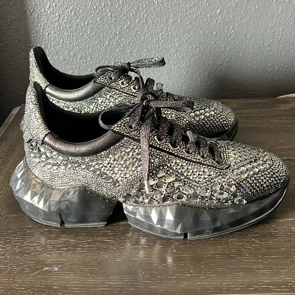 Authentic Jimmy Choo Diamond Crystal Embellished Sneakers - Picture 8 of 12